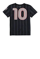 Boys Messi 10 Shadow Striped Jersey, Black, Size 10-12