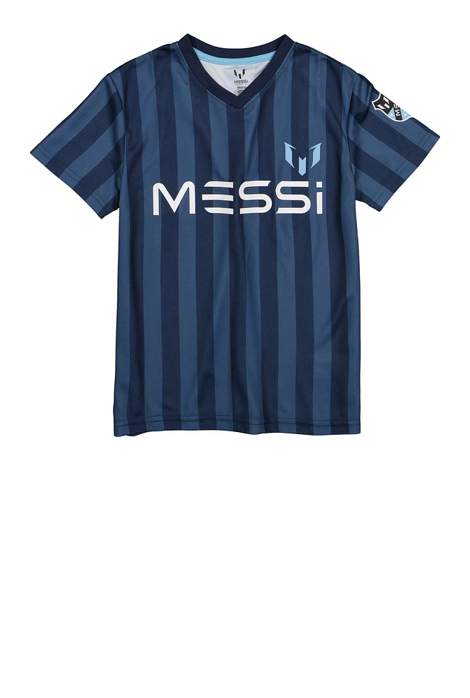 Boys Striped Messi 10 Soccer Jersey, Blue, Size 8