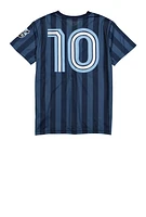 Boys Striped Messi 10 Soccer Jersey, Blue, Size 8