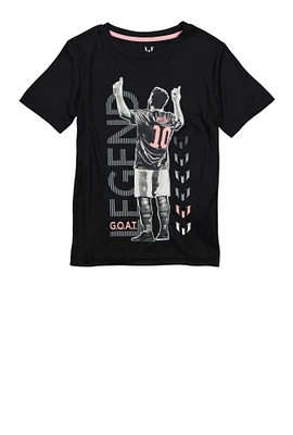 Boys Messi Goat Legend Tee, Black, Size 18