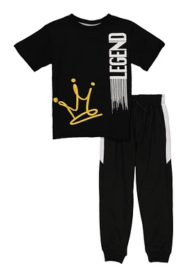 Little Boys Legend Graphic Tee and Joggers, Black, Size 4