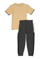 Little Boys Lion Graphic Tee and Joggers, Beige, Size 4