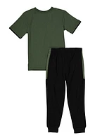 Little Boys Lion Graphic Tee and Joggers, Green, Size 4