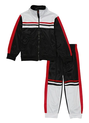 Little Boys Varsity Stripe Zip Front Track Jacket and Joggers, 4