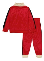 Little Boys Varsity Stripe Zip Front Track Jacket and Joggers, Red, Size 4