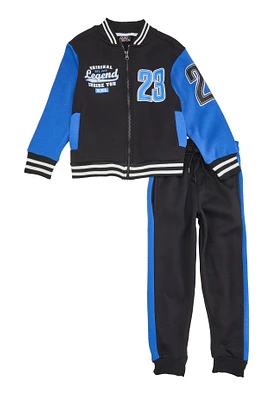 Little Boys Original Legend Varsity Jacket and Joggers, Black, Size 4