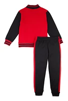 Little Boys New York Varsity Jacket and Joggers, Red,