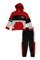 Little Boys Legend 23 Zip Front Hoodie and Joggers, Red, Size 4