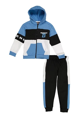 Little Boys Legend 23 Zip Front Hoodie and Joggers, Blue, Size 4