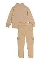 Little Boys Quilted Quarter Zip Sweatshirt and Cargo Joggers,