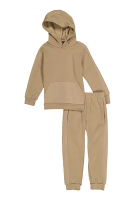 Little Boys Quilted Detail Hooded Sweatshirt and Joggers,