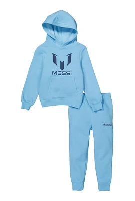 Little Boys Messi Logo Hoodie and Joggers, Blue, Size 4