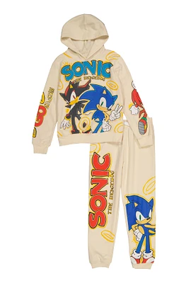 Boys Sonic The Hedgehog Hoodie and Joggers Set, Beige, Size 10-12