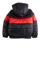 Boys Puma Stripe Detail Puffer Jacket, Black, Size 10-12