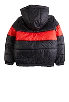 Boys Puma Stripe Detail Puffer Jacket, Black, Size 18-20