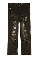 Little Boys Distressed Jeans, Black, Size 6