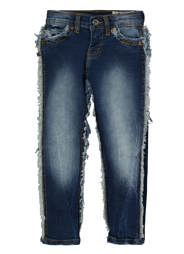 Little Boys Skinny Frayed Jeans, Blue,