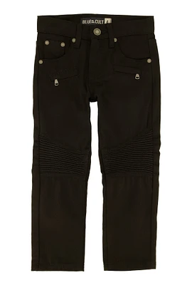 Little Boys Zip Detail Moto Skinny Jeans, Black, Size 4