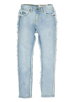 Boys Frayed Slim Leg Jeans, Blue,