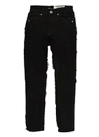 Boys Solid Frayed Skinny Jeans, Black, Size 10