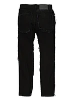 Boys Solid Frayed Skinny Jeans, Black, Size 10