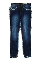 Boys Frayed Slim Jeans, Blue, Size 16