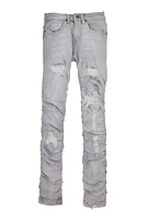 Boys Distressed Stacked Jeans, Grey, Size 8