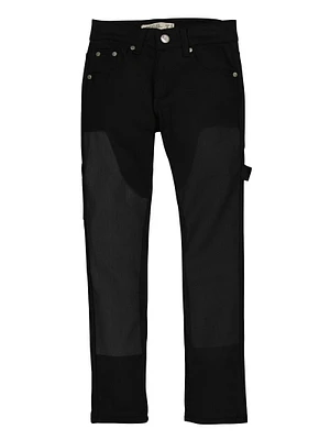 Boys Waxed Detail Skinny Carpenter Jeans, Black, Size 12