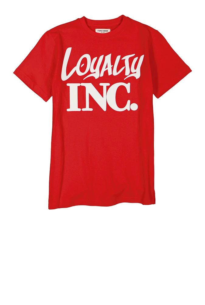 Boys Loyalty Inc T Shirt, Red, Size 10-12