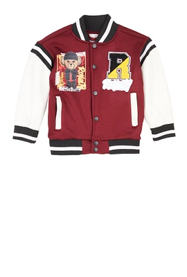 Little Boys Royalty Chenille Patch Graphic Varsity Jacket, 5-6