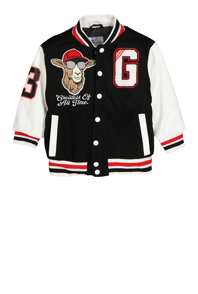 Little Boys Greatest Of All Time Varsity Jacket, 4