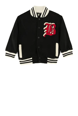 Little Boys Bear Athletic Dept Graphic Varsity Jacket, Black, Size 4