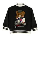 Little Boys Bear Athletic Dept Graphic Varsity Jacket, Black, Size 4