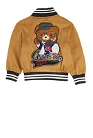 Little Boys Bear Athletic Dept Graphic Varsity Jacket, Yellow, Size 4