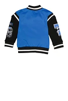 Little Boys Tiger Graphic Chenille Patch Varsity Jacket,