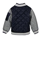 Little Boys New York Patch Quilted Jacket, Blue, Size 4