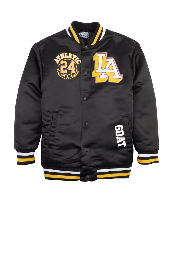 Boys Athletic Graphic Varsity Bomber Jacket,