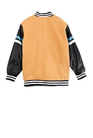 Boys Graphic Chenille Patch Varsity Jacket, Yellow, Size 18