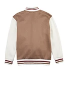 Boys Athletic Brooklyn Graphic Varsity Jacket, Brown,