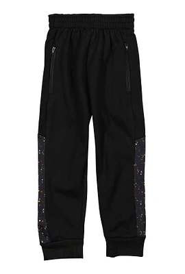 Little Boys Paint Splatter Detail Fleece Joggers, Black, Size 4