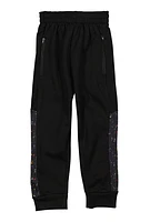 Little Boys Paint Splatter Detail Fleece Joggers, Black, Size 4