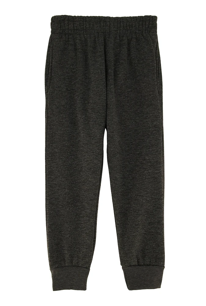 Little Boys Fleece Marled Joggers, Grey, Size 5-6