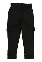 Little Boys Fleece Cargo Joggers, Black, Size 7