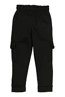 Little Boys Fleece Cargo Joggers, Black, Size 4
