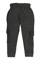 Little Boys Marled Fleece Cargo Joggers, Grey, Size 5-6