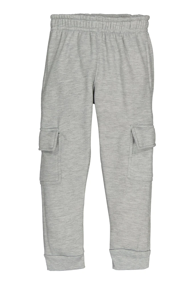 Little Boys Fleece Lined Cargo Joggers, Grey,