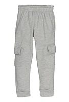 Little Boys Fleece Lined Cargo Joggers, Grey, Size 7