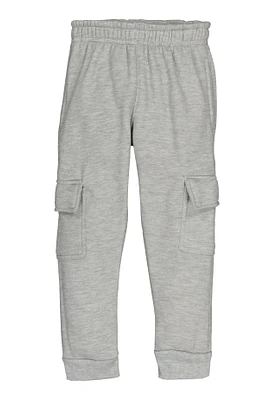 Little Boys Fleece Lined Cargo Joggers, Grey,