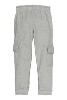 Little Boys Fleece Lined Cargo Joggers, Grey, Size 7