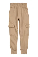 Little Boys Cargo Pocket Fleece Joggers, Khaki, Size 5-6